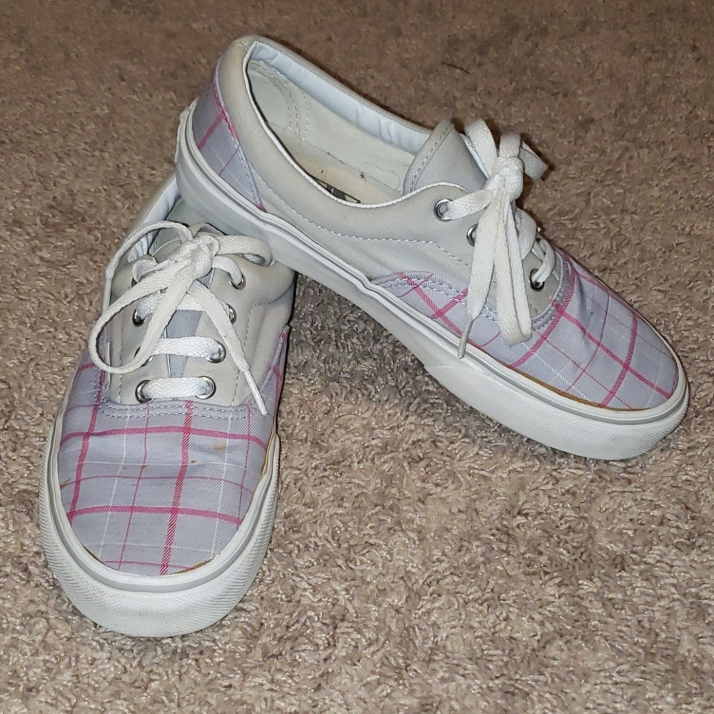 Pink and Grey Plad Vans